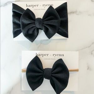 Classic Black Head Wrap and Nylon Bow Set